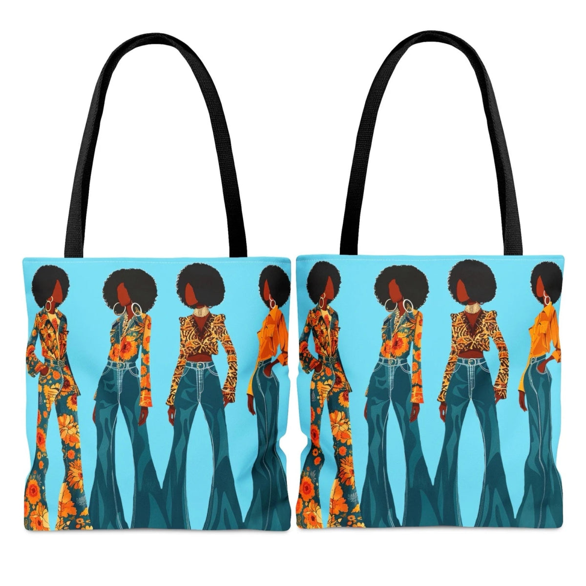 Afros and Bell Bottoms Tote Bag - The Trini Gee