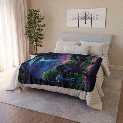 Alien Arrivals Sherpa Throw Blanket - Afrocentric Art by The Trini Gee