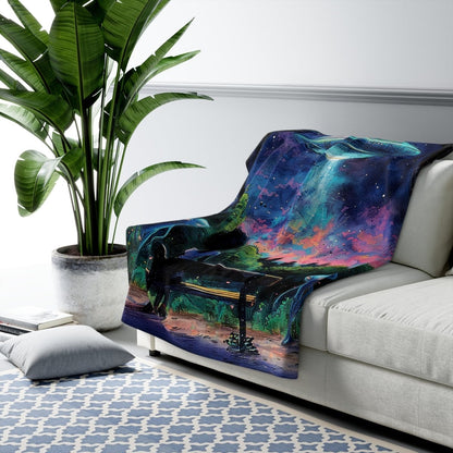 Alien Arrivals Sherpa Throw Blanket - Afrocentric Art by The Trini Gee