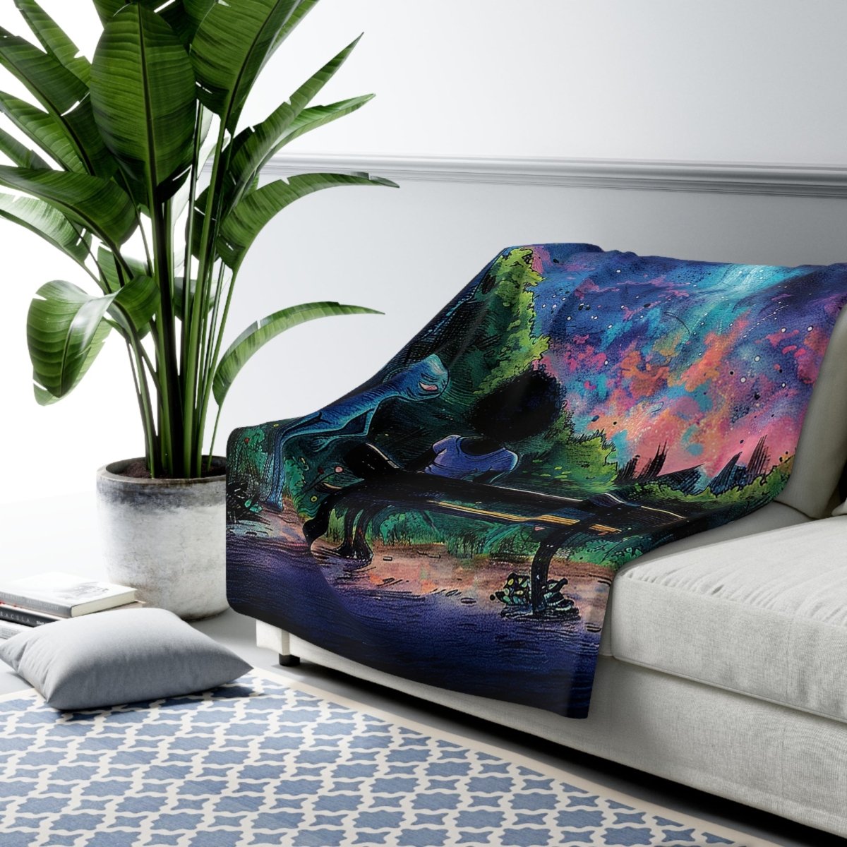 Alien Arrivals Sherpa Throw Blanket - Afrocentric Art by The Trini Gee