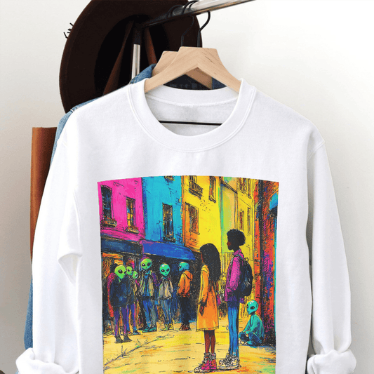 Alien Streets Sweatshirt - Afrocentric Art by The Trini Gee
