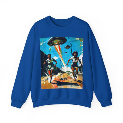 Alien UFO Run Sweatshirt - Afrocentric Art by The Trini Gee