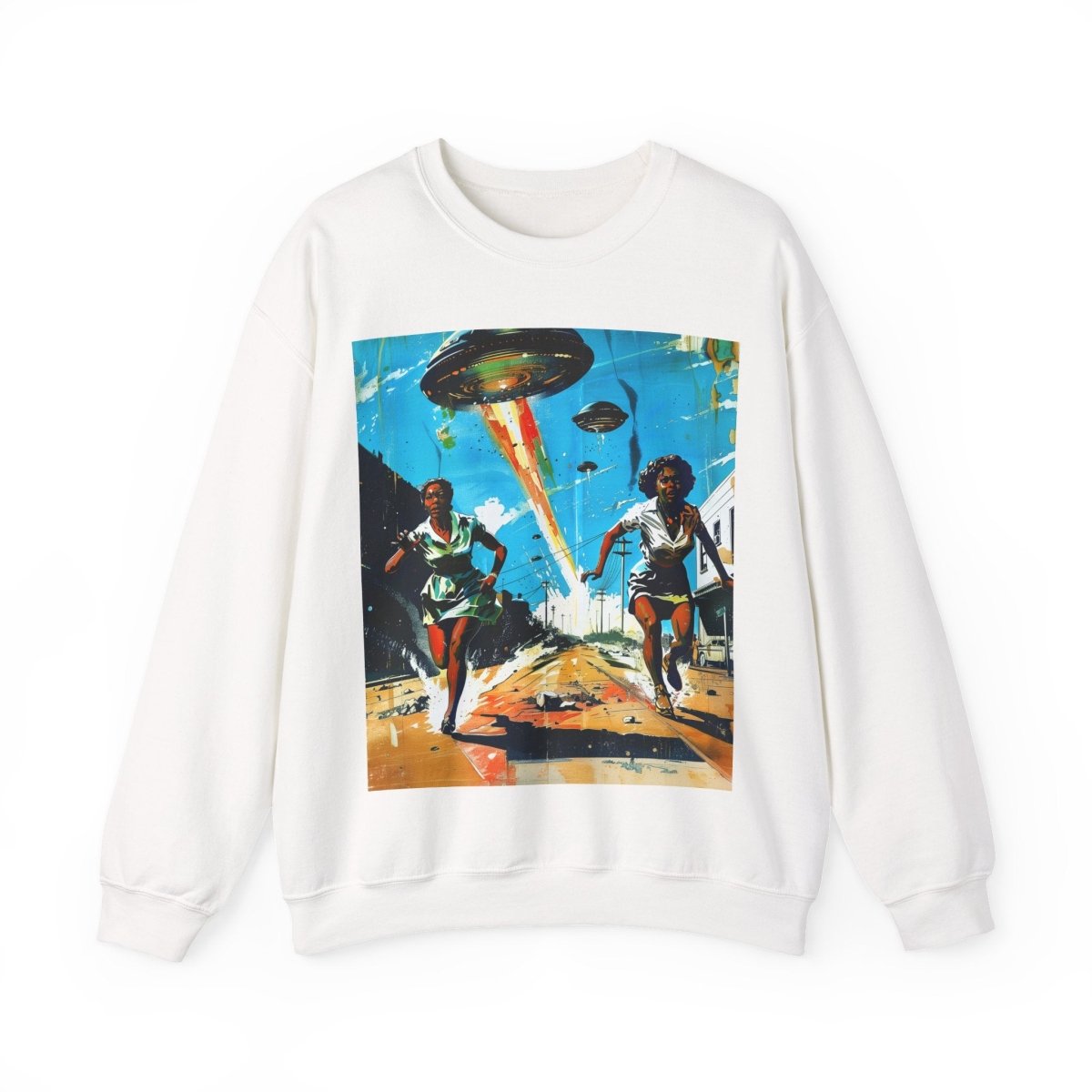 Alien UFO Run Sweatshirt - Afrocentric Art by The Trini Gee