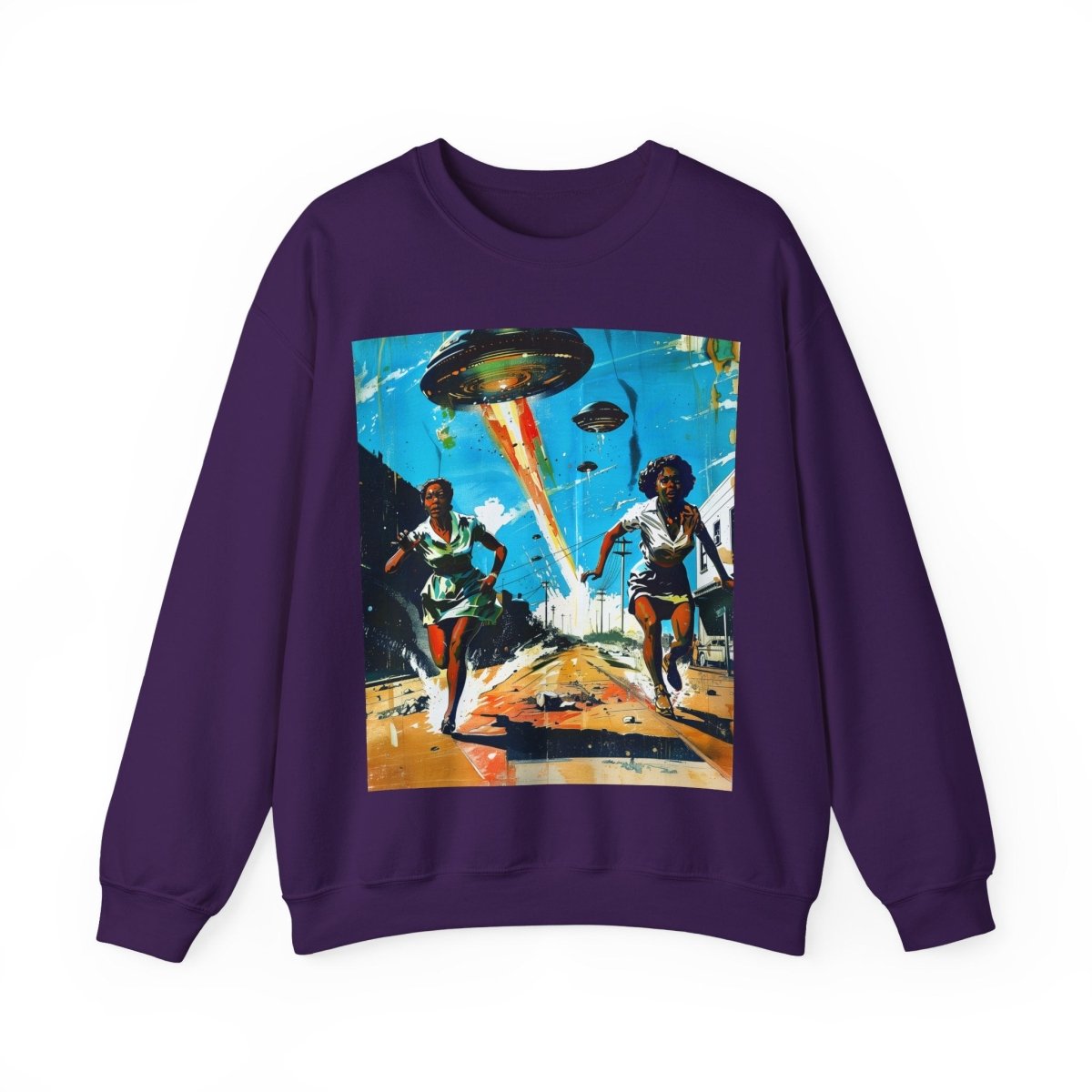 Alien UFO Run Sweatshirt - Afrocentric Art by The Trini Gee