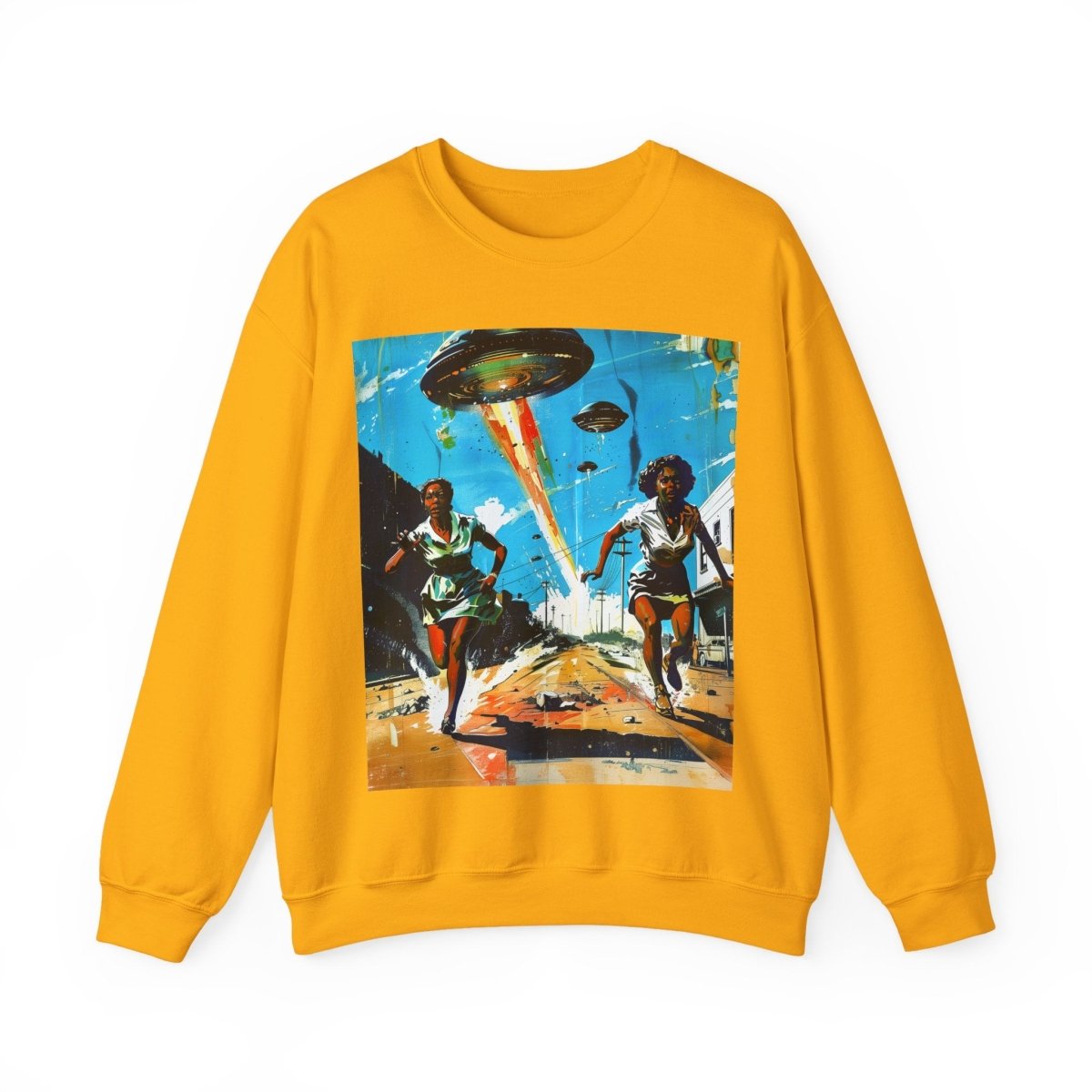 Alien UFO Run Sweatshirt - Afrocentric Art by The Trini Gee