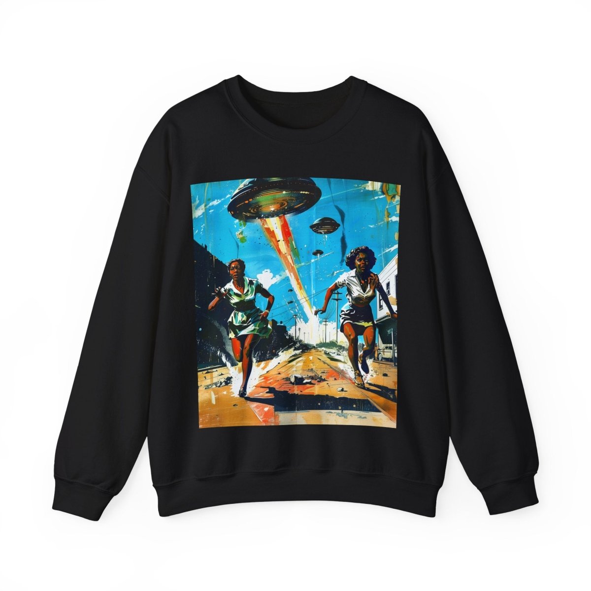 Alien UFO Run Sweatshirt - Afrocentric Art by The Trini Gee