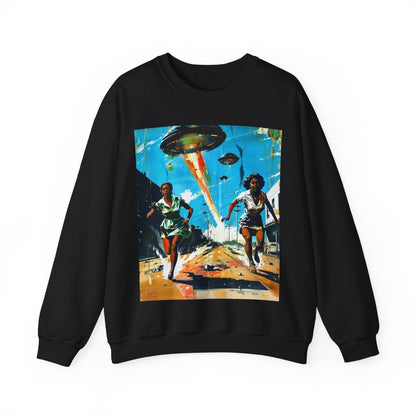 Alien UFO Run Sweatshirt - Afrocentric Art by The Trini Gee