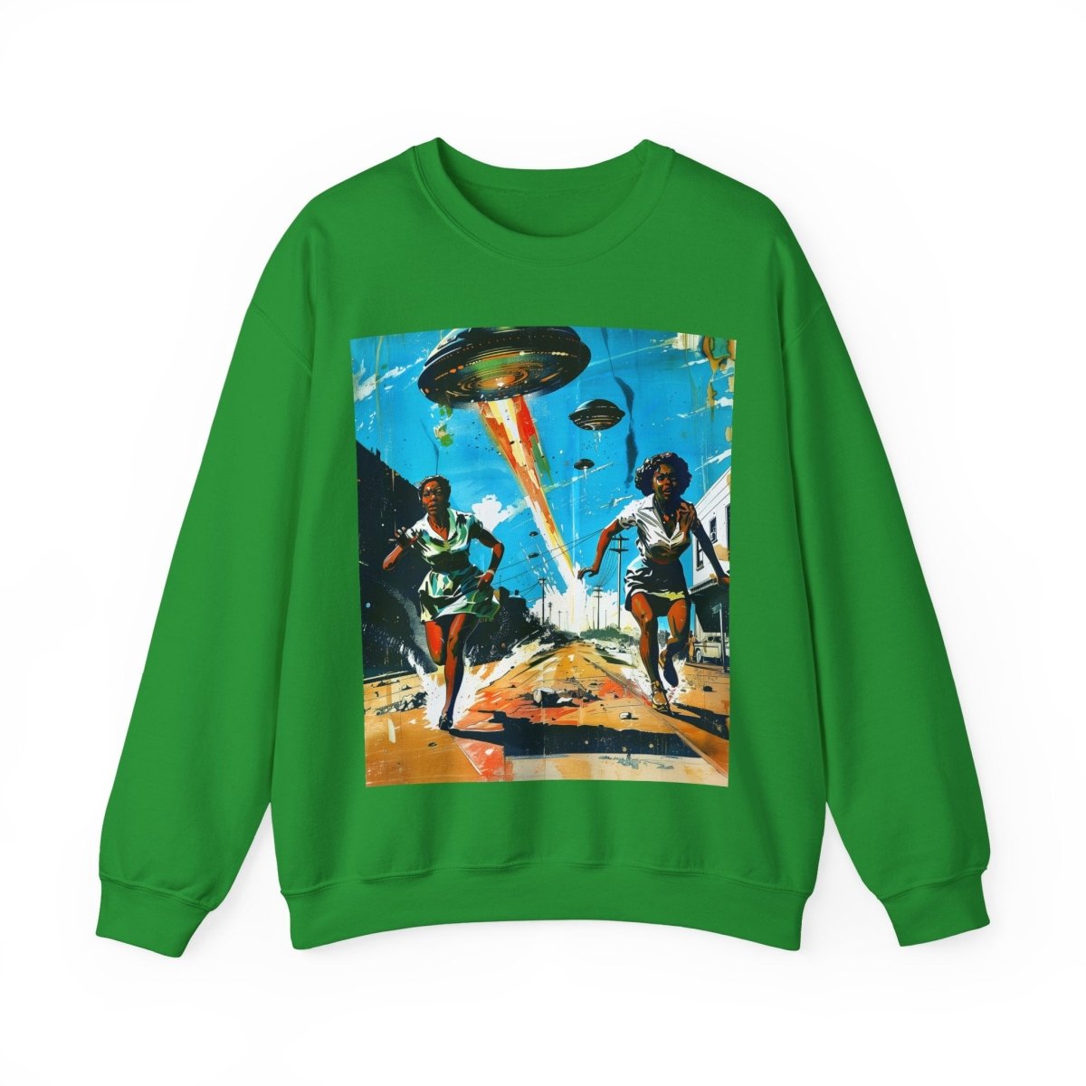 Alien UFO Run Sweatshirt - Afrocentric Art by The Trini Gee