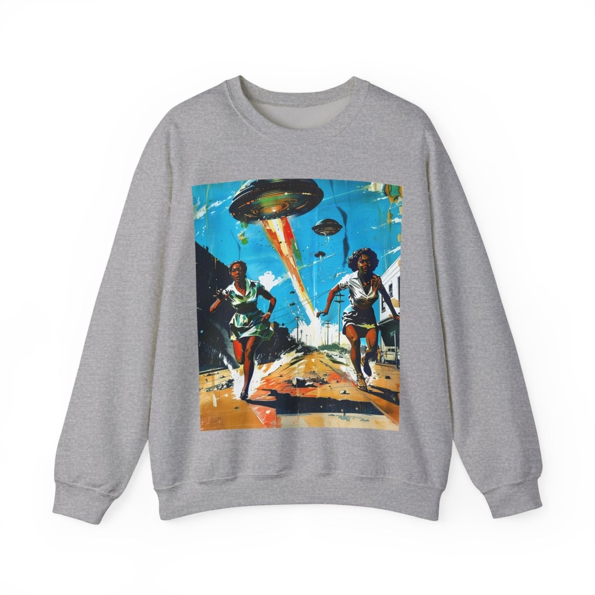 Alien UFO Run Sweatshirt - Afrocentric Art by The Trini Gee