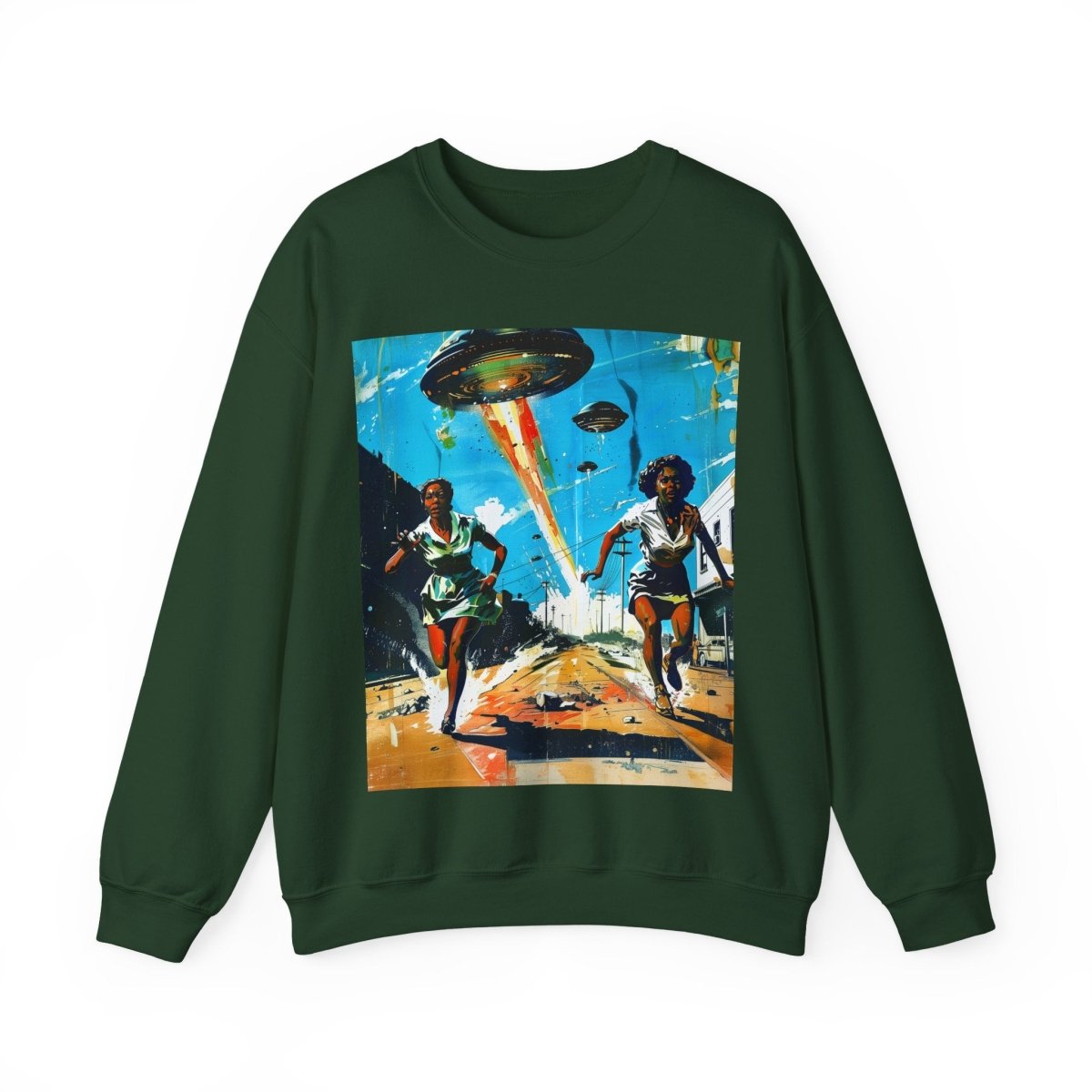 Alien UFO Run Sweatshirt - Afrocentric Art by The Trini Gee