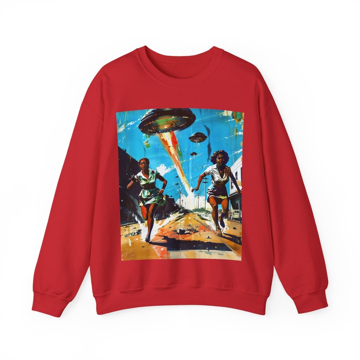 Alien UFO Run Sweatshirt - Afrocentric Art by The Trini Gee