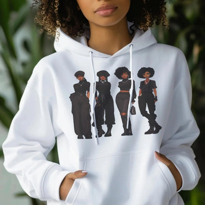 All Black Crew Hoodie - Afrocentric Art by The Trini Gee