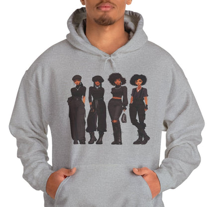 All Black Crew Hoodie - Afrocentric Art by The Trini Gee