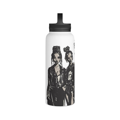 All Black Fashion 32oz Water Bottle - Afrocentric Art by The Trini Gee