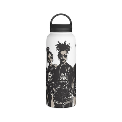 All Black Fashion 32oz Water Bottle - Afrocentric Art by The Trini Gee