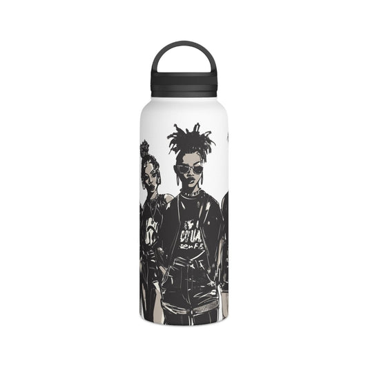 All Black Fashion 32oz Water Bottle - Afrocentric Art by The Trini Gee