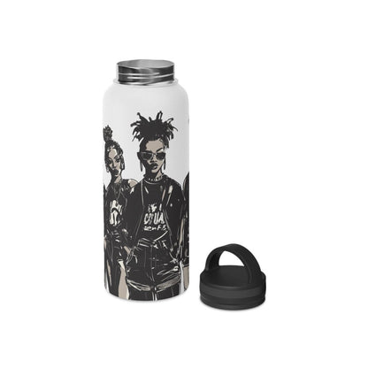 All Black Fashion 32oz Water Bottle - Afrocentric Art by The Trini Gee