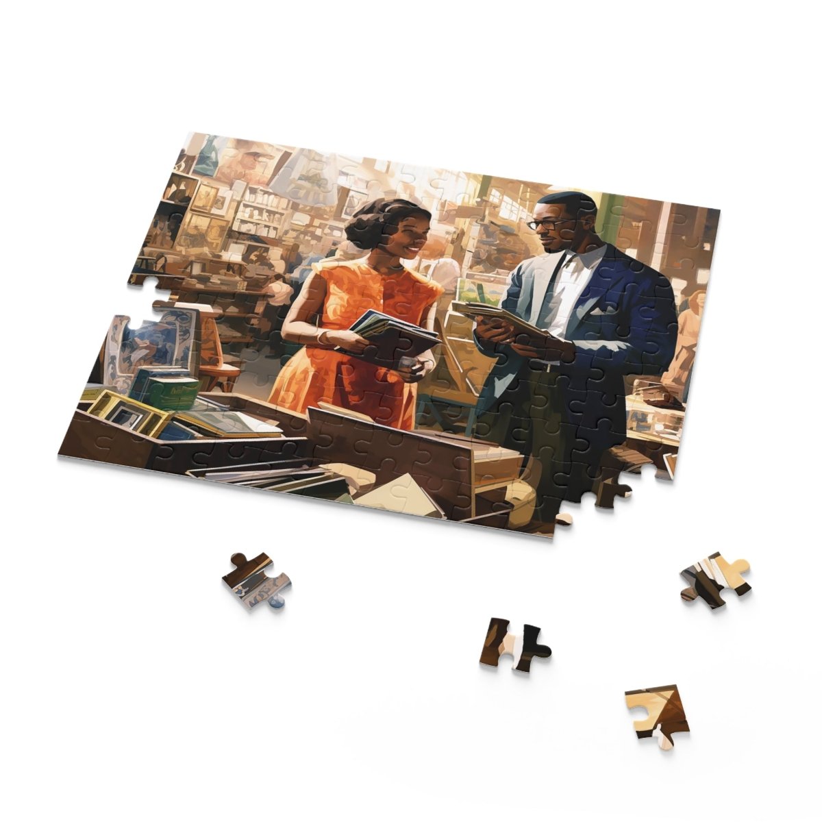 Antique Shopping Puzzle - Afrocentric Art by The Trini Gee