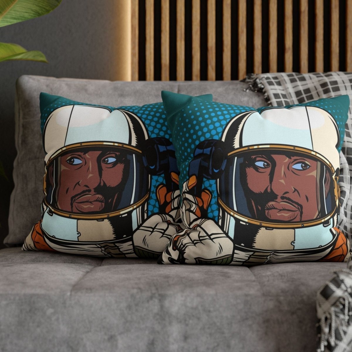 Astronaut Man Pillow - Afrocentric Art by The Trini Gee