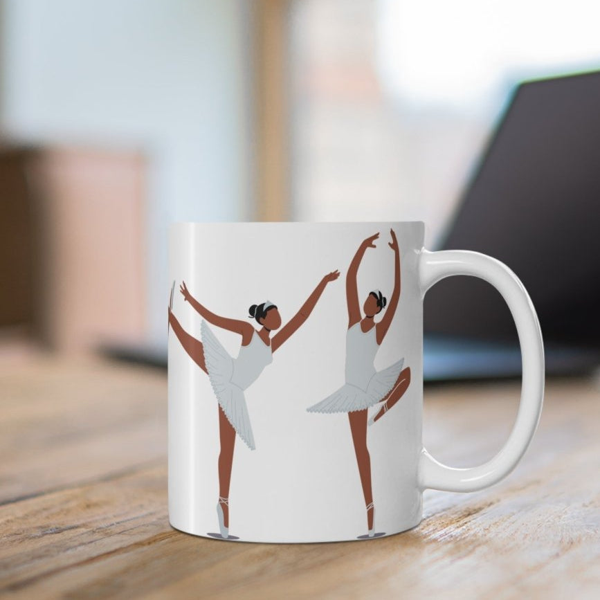 Ballerinas in White Mug - Afrocentric Art by The Trini Gee