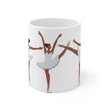 Ballerinas in White Mug - Afrocentric Art by The Trini Gee