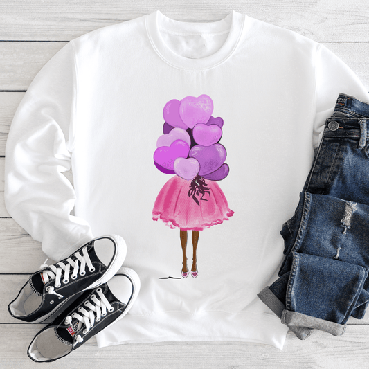 Balloon Hearts Sweatshirt - Afrocentric Art by The Trini Gee