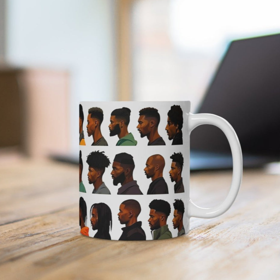 Barber Haircuts Mug - Afrocentric Art by The Trini Gee