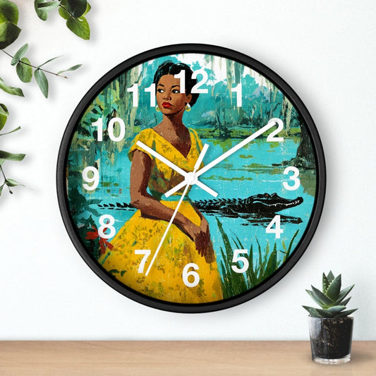 Bayou Woman Wall Clock - Afrocentric Art by The Trini Gee