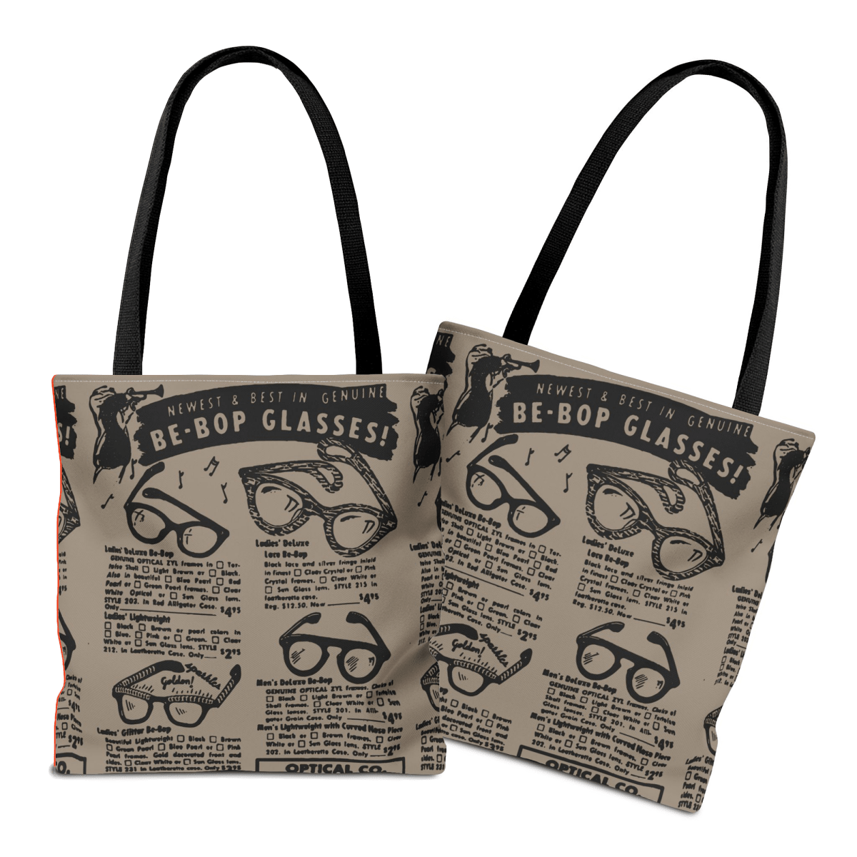 Be - Bop Glasses Tote Bag - Afrocentric Art by The Trini Gee