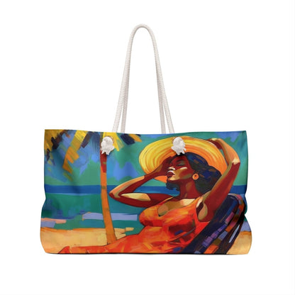 Beach Woman Weekender Bag - Afrocentric Art by The Trini Gee