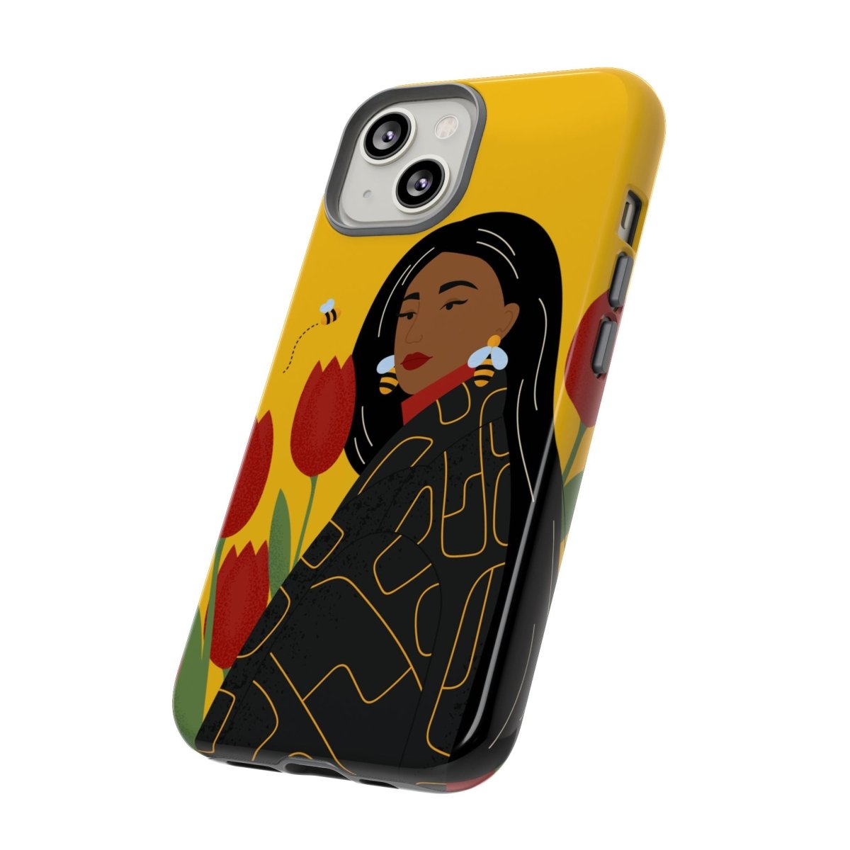 Bees and Tulips Phone Case - Afrocentric Art by The Trini Gee