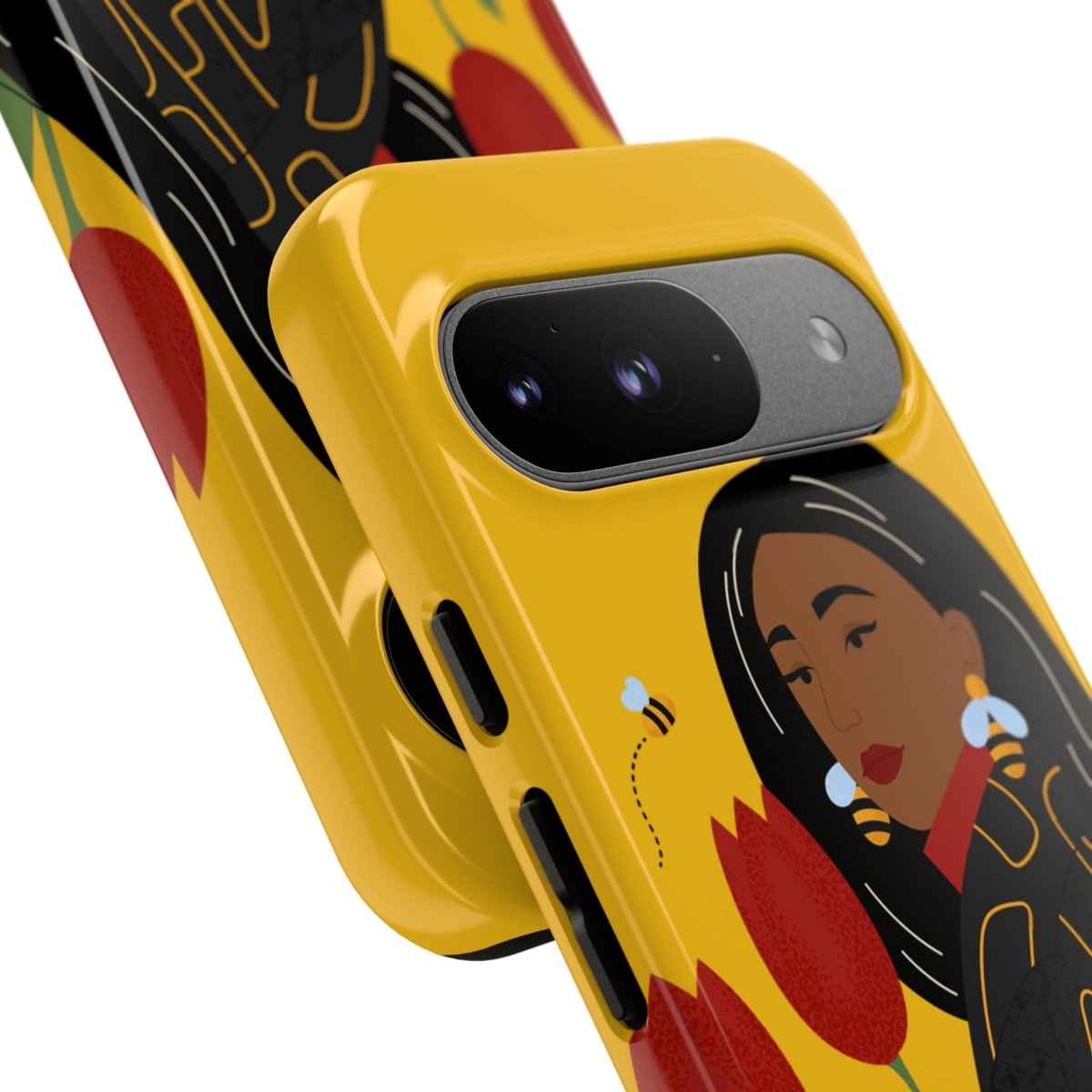 Bees and Tulips Phone Case - Afrocentric Art by The Trini Gee