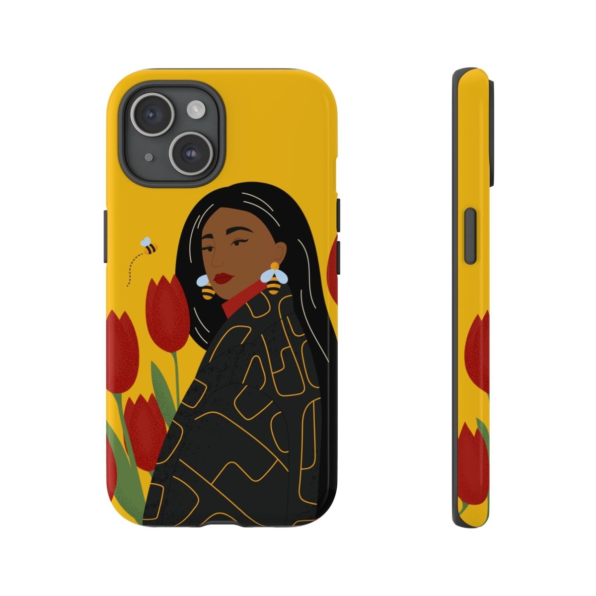 Bees and Tulips Phone Case - Afrocentric Art by The Trini Gee