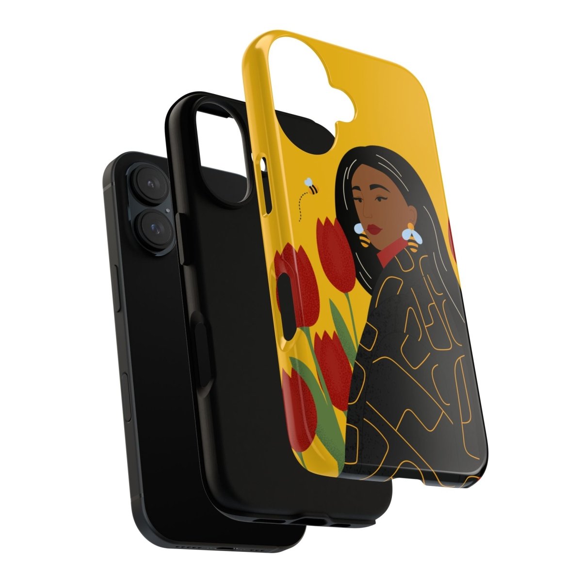 Bees and Tulips Phone Case - Afrocentric Art by The Trini Gee