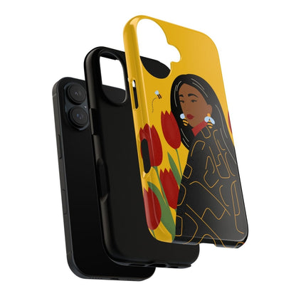 Bees and Tulips Phone Case - Afrocentric Art by The Trini Gee