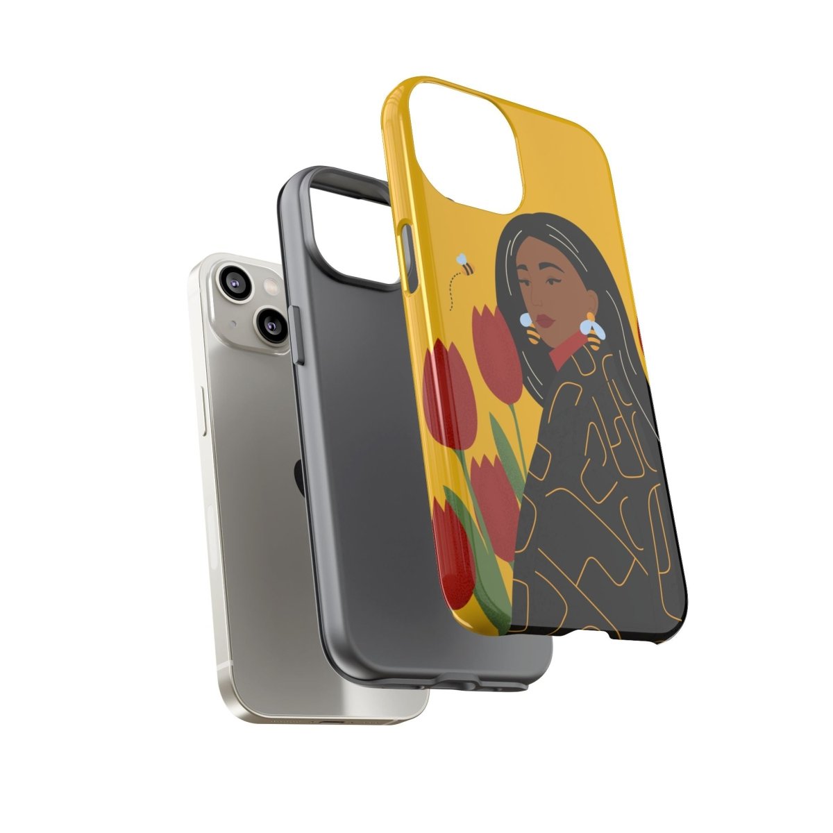 Bees and Tulips Phone Case - Afrocentric Art by The Trini Gee