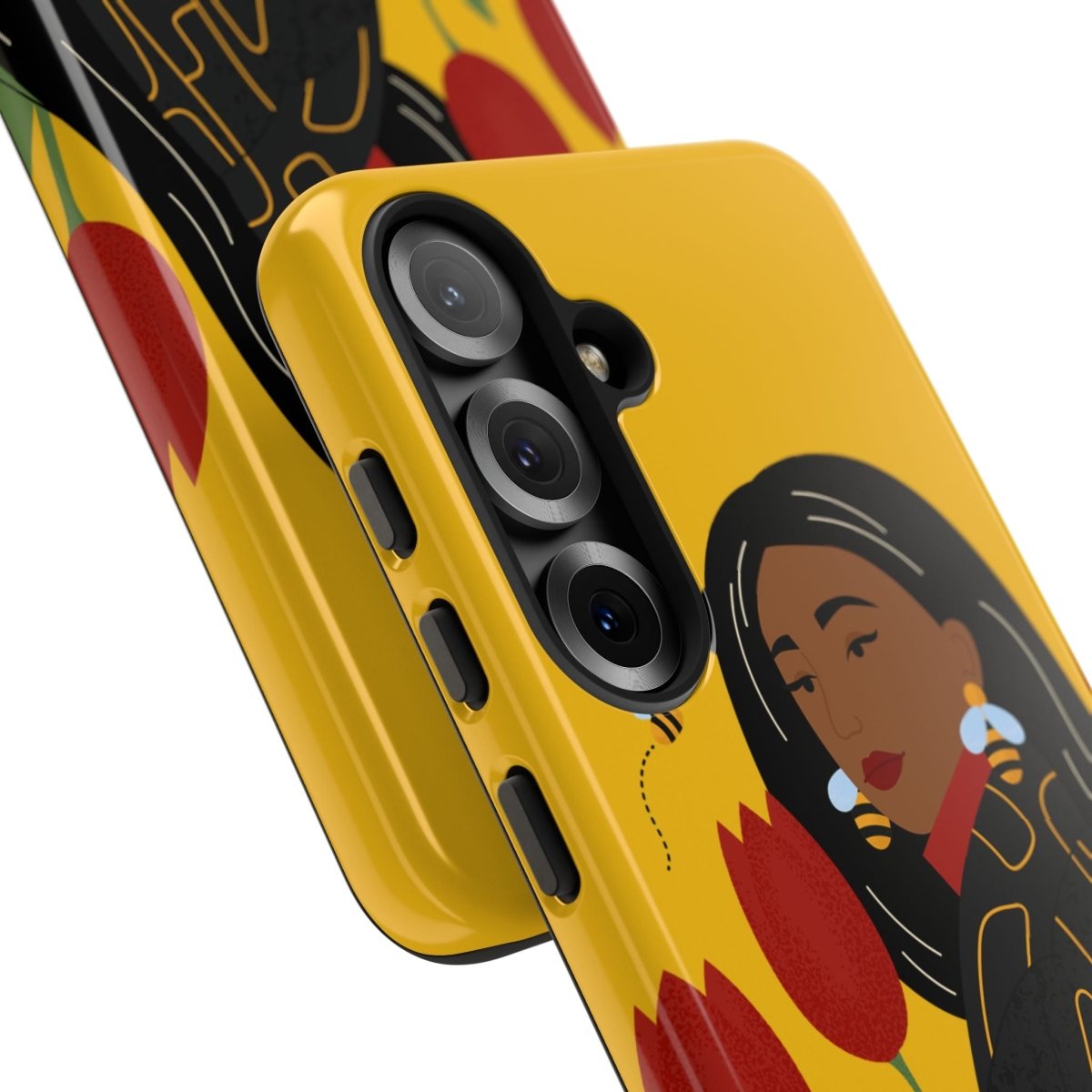 Bees and Tulips Phone Case - Afrocentric Art by The Trini Gee