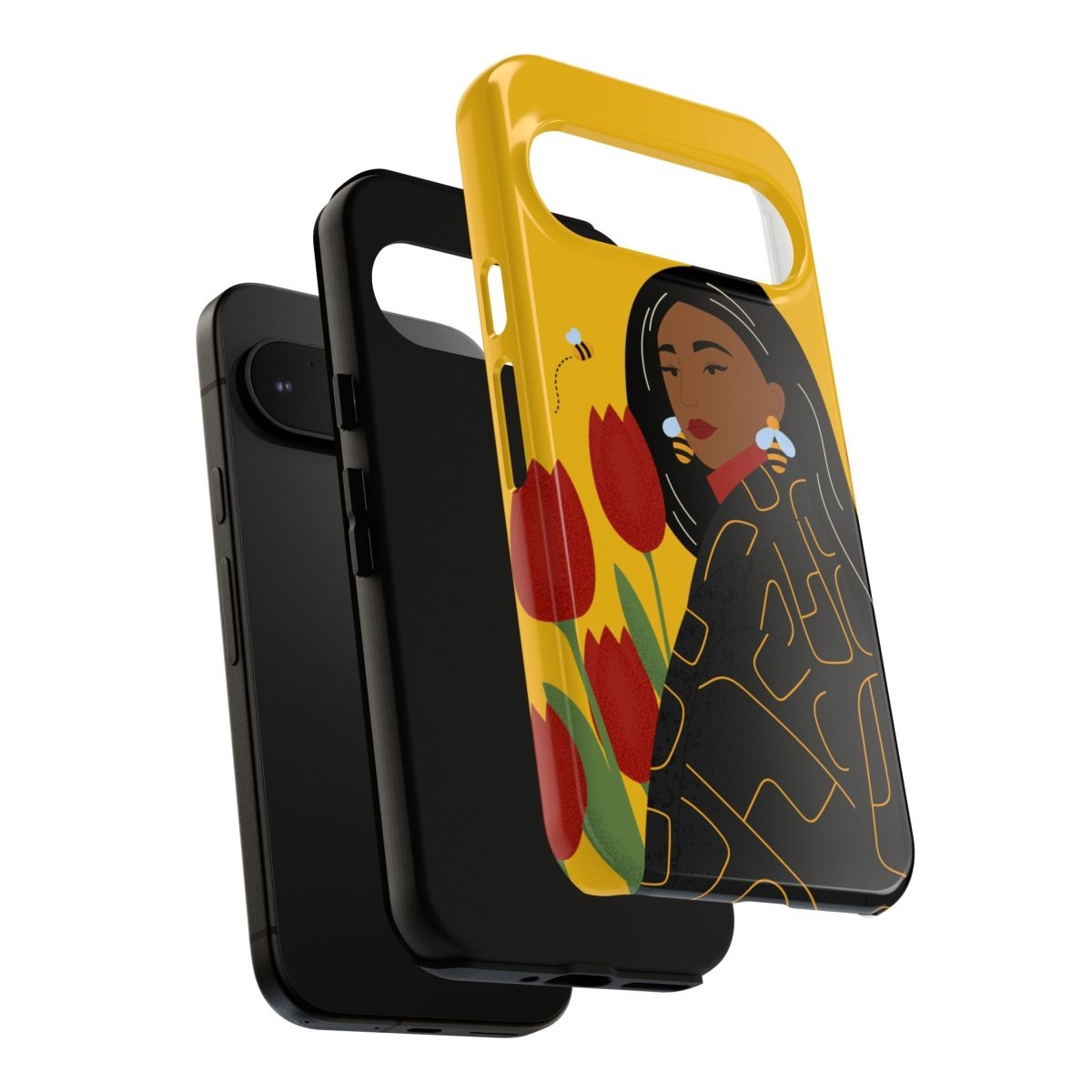 Bees and Tulips Phone Case - Afrocentric Art by The Trini Gee