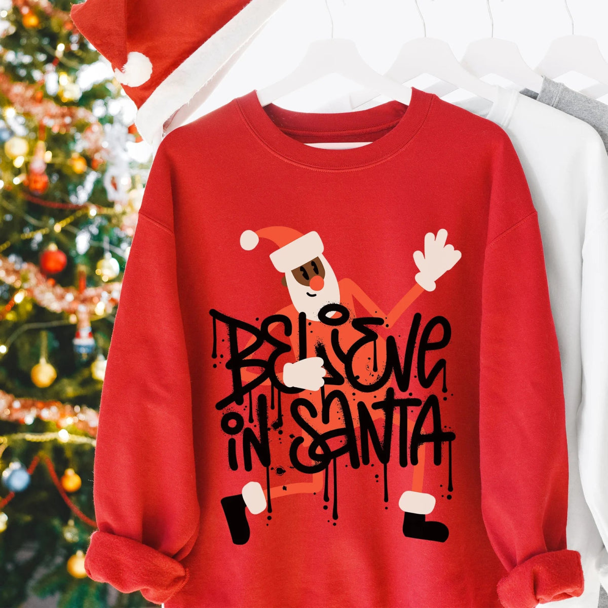 Believe in Santa Sweatshirt - Afrocentric Art by The Trini Gee