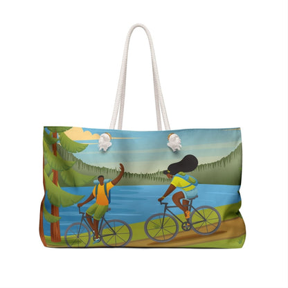 Bike Ride Weekender Bag - Afrocentric Art by The Trini Gee