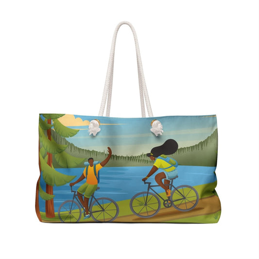Bike Ride Weekender Bag - Afrocentric Art by The Trini Gee