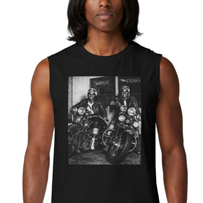 Biker Ladies Muscle Tank - Afrocentric Art by The Trini Gee