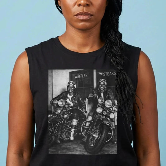 Biker Ladies Muscle Tank - Afrocentric Art by The Trini Gee