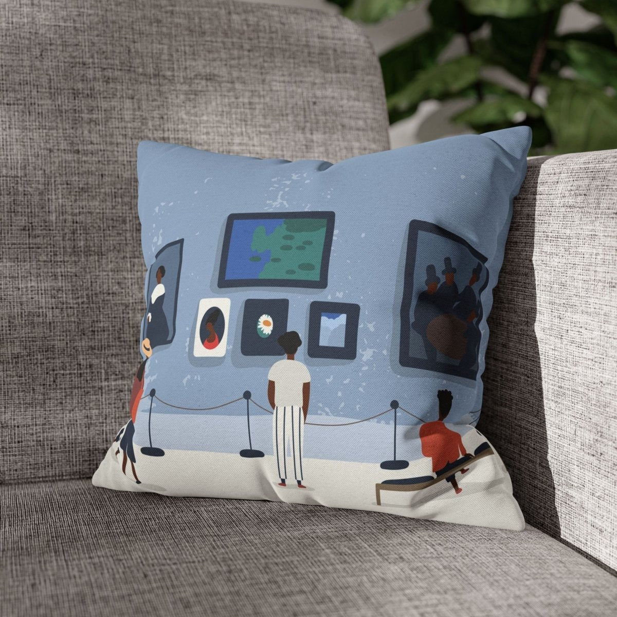 Black Art Museum Pillow - Afrocentric Art by The Trini Gee