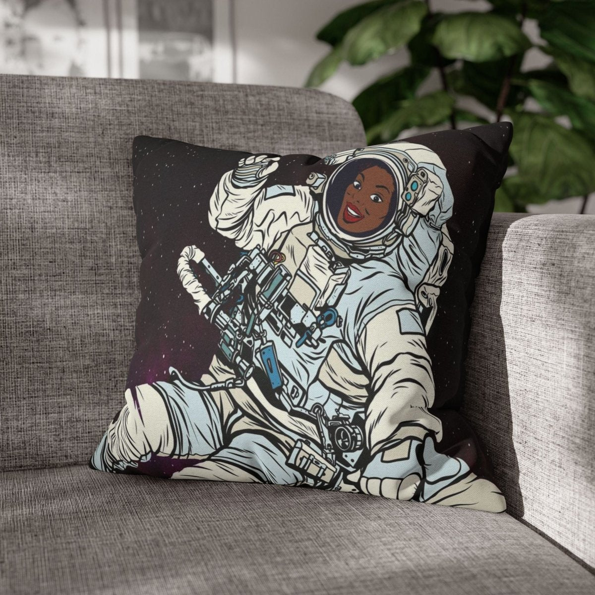 Black Astronaut Pillow - Afrocentric Art by The Trini Gee