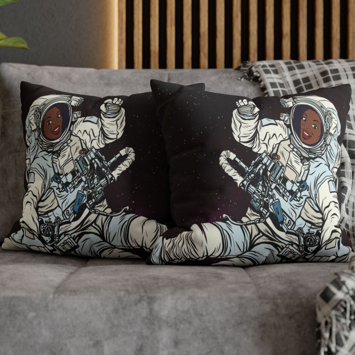 Black Astronaut Pillow - Afrocentric Art by The Trini Gee