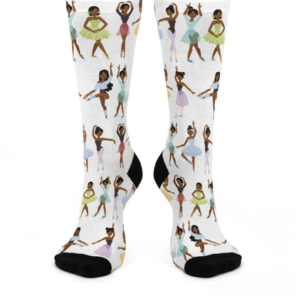 Black Ballerinas Crew Socks - Afrocentric Art by The Trini Gee
