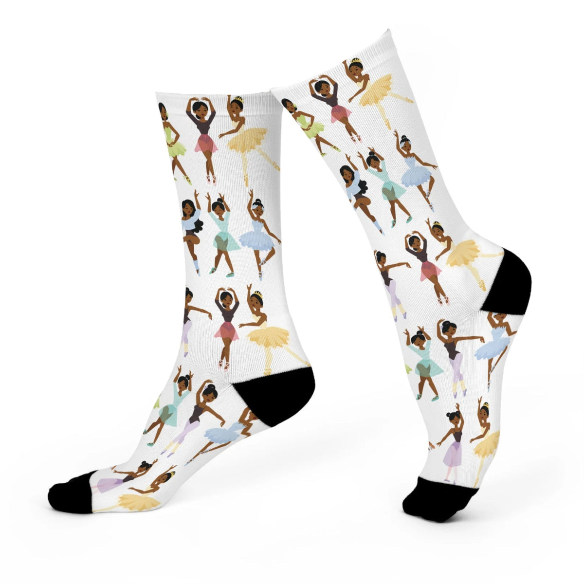 Black Ballerinas Crew Socks - Afrocentric Art by The Trini Gee
