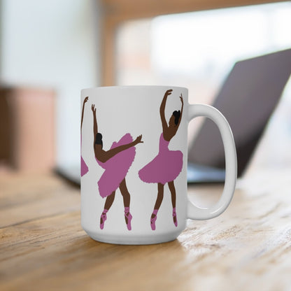 Black Ballerinas in Pink Mug - Afrocentric Art by The Trini Gee