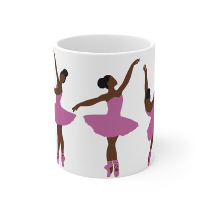 Black Ballerinas in Pink Mug - Afrocentric Art by The Trini Gee